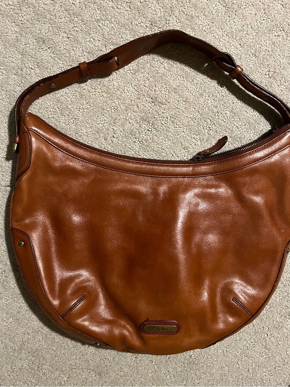 Cole Haan Cognac Leather Shoulder Hobo Bag